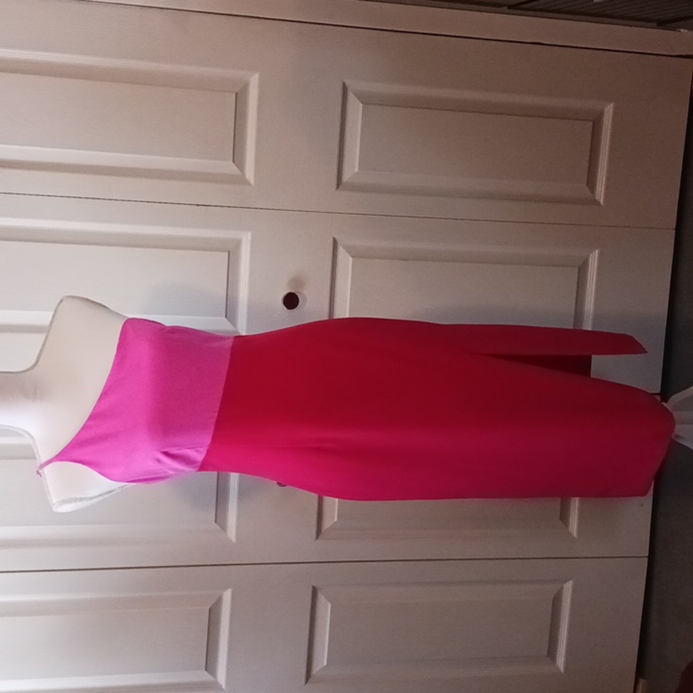 Petal & Pup Two-Tone Pink One-Shoulder Midi Dress